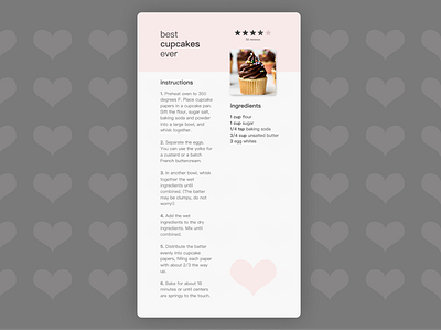 Daily UI Day 40: Recipe book cupcake daily ui dailyui day040 day40 design girly illustration illustration art pink recipe recipe app recipe book recipe card restaurant typography