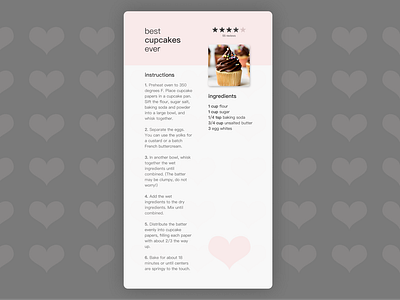 Daily UI Day 40: Recipe book cupcake daily ui dailyui day040 day40 design girly illustration illustration art pink recipe recipe app recipe book recipe card restaurant typography