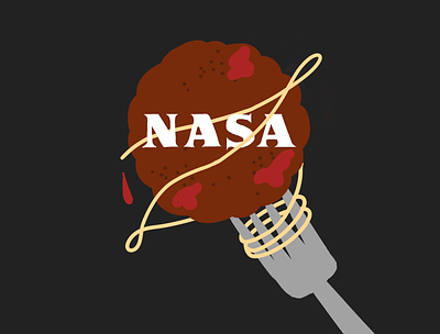 NASA Meatball as a Meatball brand branding cartoon food icon illustration logo meatball nasa space typography ux vector web wordmark