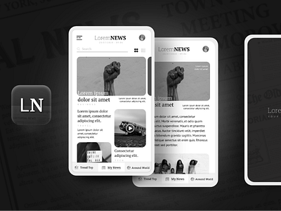 LoremNews - News Concept App app flat ui ux web