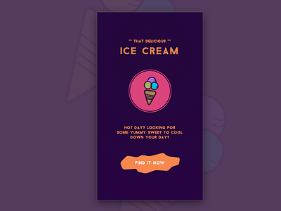 Ice Cream app app brand flat ice cream identity landing page minimal mobile ui ux