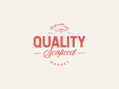 Quality Seafood Market brand identity branding clean fish grunge illustration lettering logo logo design logomark logotype marketplace minimal negative space phoenix procreate retro typography ui ux ui design