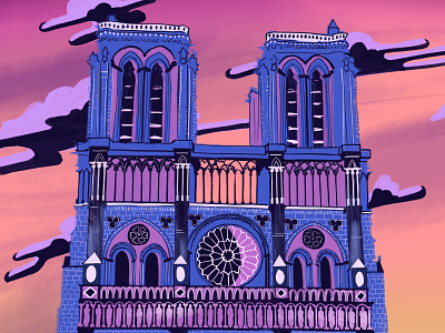 Notre Dame design drawing illustration notre dame paris photoshop
