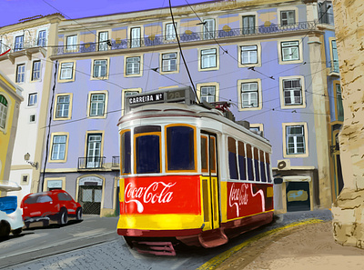 Lisbon, Portugal branding cable car coca cola design drawing illustration lisbon photoshop portugal
