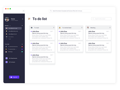 Mail app - Kanban view board kanban saas userinterface webapp