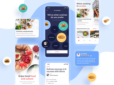 Local Food Experiences App abstract app application burger cuisine delivery design experience food fox italian local meal mobile mobile app shot sushi testimonial ui ux