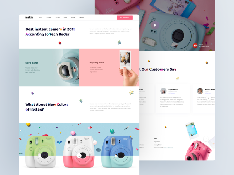 Fujifilm Instax Mini Promo Site blog design branding camera colors design illustration information instant camera instax mini landing landing page pattern photo promo promo page typography ui ux visual website