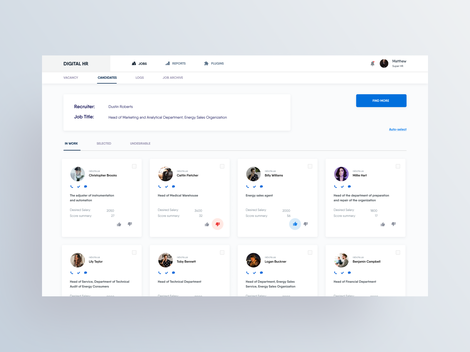 CRM for HR Web App by Alexandra Marchenko on Dribbble