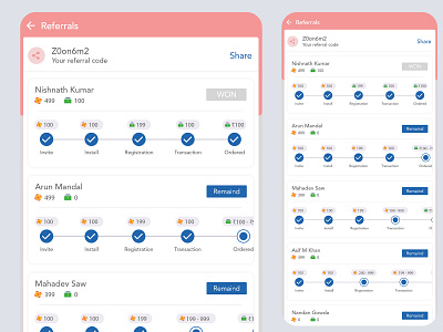 Tracking Referral Program Mobile UX