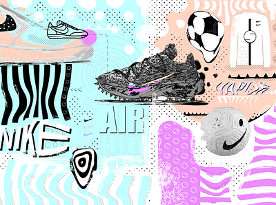 _MattiaChavesXNIKEAIR_ 2d 3d advertising brand composition concept design graphicdesign illustration nike object shapes sketch sneaker soccer sport type ui vector web