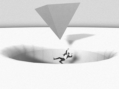 Composited Image 2d 3d c4d hole triangle white and black white background white space