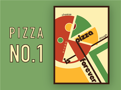 PIZZA NO.1 bauhaus bold color colour design flat italian pizza poster