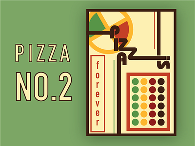 PIZZA NO.2 bauhaus branding color colour design flat pizza poster typography