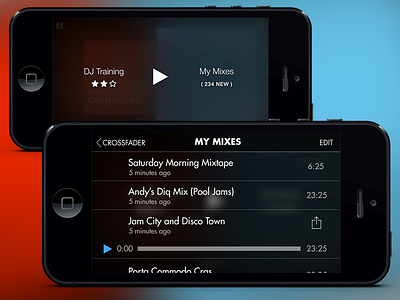 Crossfader 2.0 iOS7 Redesign app blur crossfader icon ios7 iphone list list view music player ui ux