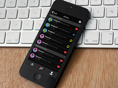 Activity Feed activity app black crossfader dj feed icons iphone profile social ui ux