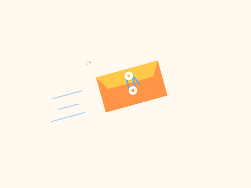 Magic mail! [GIF] confetti email envelope flat gif gusto icon mail sparkles yellow