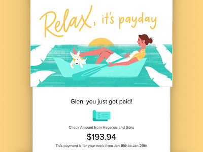 Relax, it's summer time email illustration paycheck payday summer