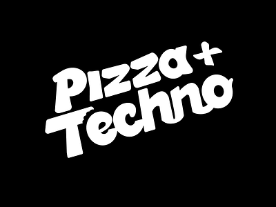 Pizza + Techno Logo hand drawn lettering handlettering handwritten logo music pizza techno