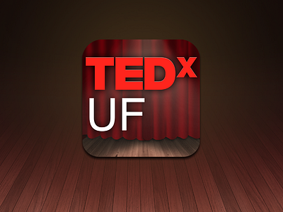 TEDx UF App Icon v.2 app curtain icon ios red ted tedx texture wood