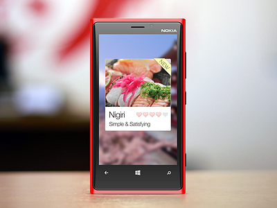 Sushi Widget app food hearts modal rating red sushi window windows windows phone