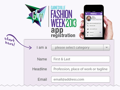 Registration / Signup Page app call to action cta fashion form gainesville hand placeholder text purple registration signup stock photography typography ui ux web