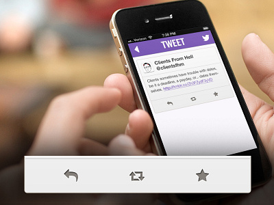 Twitter Integration app buttons clean fashion week gainesville grey icon ios layout minimal purple toolbar twitter ui ux