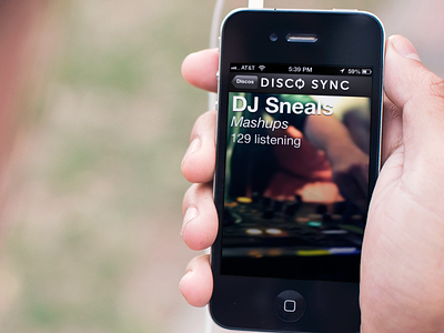 DiscoSync In Acion app blurry image custom font disco launch2013 logo music music player sync typography ui