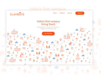 Claybots Homepage Re-design branding homepage illustration interface line art logo mascot minimal ui design ui website