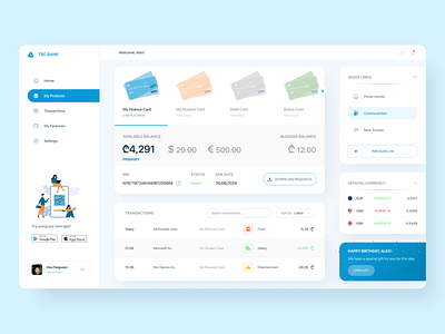 TBC Bank Redesign - My Products app bank banking cashflow concept currency design desktop finances money page products profile profile page redesign tbc transactions ui ux website