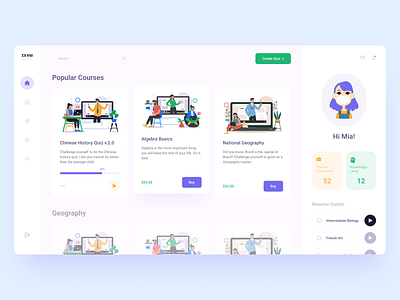 Online Quiz Dashboard - Concept app concept dashboard design desktop illustration online page quiz ui ux website