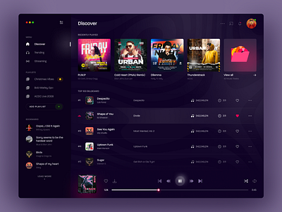 Music Player Dashboard - Concept altersoft branding clean concept dark dark mode dashboard design desktop logo modern music music app page trending ui ux website
