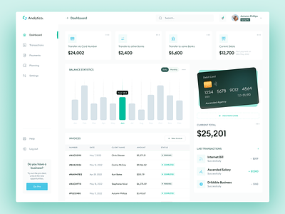 Finance Dashboard Design 😇 admin admin panel ascended banking branding concept dashboard design desktop finance finance dashboard graphic design minimal page tranding ui user dashboard ux web website