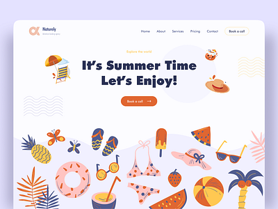 Travel Agency Landing Page adventure agency booking clean design desktop destination explore flight playful travel travel agency travel booking travelling trip ui uidesign uiux ux vacation