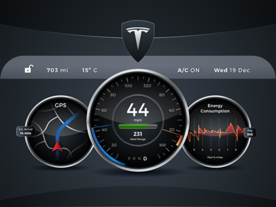 Tesla Android Dashboard concept ui vector