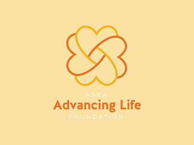 Advancing Life Foundation Logo Concept 1 brand identity branding charity color design graphic design heart hearts illustration interlocking logo mark non profit orange symbol vector yellow