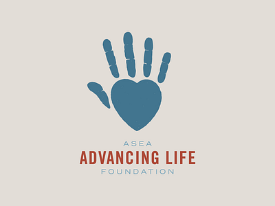 Advancing Life Foundation Logo 2 blue brand identity branding charity combined design graphic design hand handprint heart help human illustration logo mark non profit red symbol typography vector
