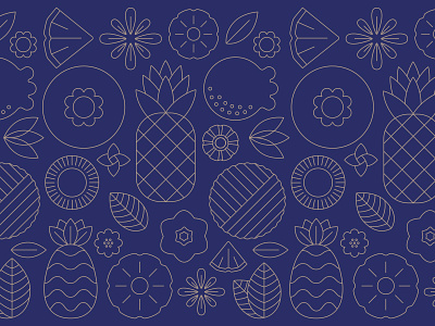 Blue Hawaii Pattern blueberry coconut flower food fruit icons illustration leaf packaging pattern pineapple