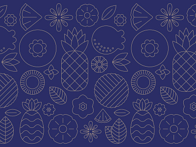 Blue Hawaii Pattern blue blueberry coconut flower flowers food fruit graphicdesign icon icons illustration illustration design leaf leafs packaging pattern pineapple plant slice vector