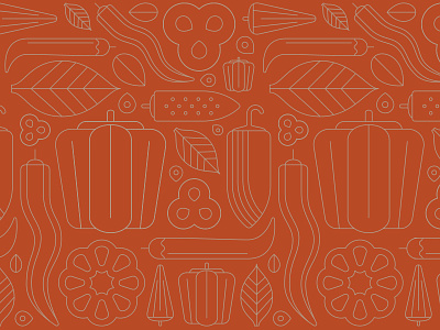 Some Like It Hot Pattern bell pepper chile food graphicdesign gray habanero hot icons illustration jalapeño leaf orange packaging pattern pepper peppers vector vegetables