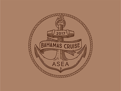 Bahamas Cruise Coin anchor bahamas banderole banner bronze brown circle coin cruise graphicdesign illustration knot logo mark metal rope symbol vector wave