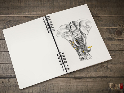 elephant illustration for tea packaging