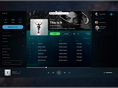 Spotify adobe adobe xd design illustration michael jackson microsoft music music app playlist radio spotify ui ux ui design