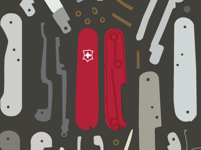 Swiss Innards dismantled illustration screw and bolts swiss army knife