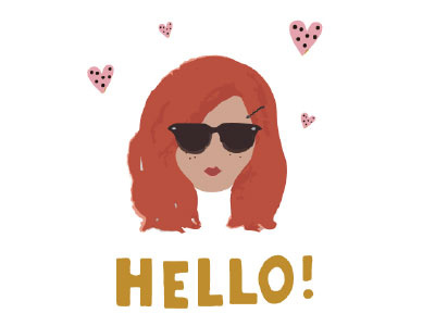 Prêt-à-Partay girl girly hair handdrawn portrait red hair sunglasses watercolor woman