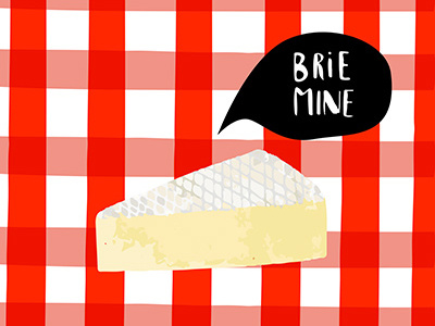 Brie Mine Valentine be mine brie card cheese cute food gingham illustration love pun stationery valentine