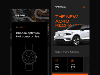 V1RAGE - Mobile Website car clean dark design designs features graphic design homepage minimal mobile mobile app mobile design mobile ui photoshop product page rental ui ux web website