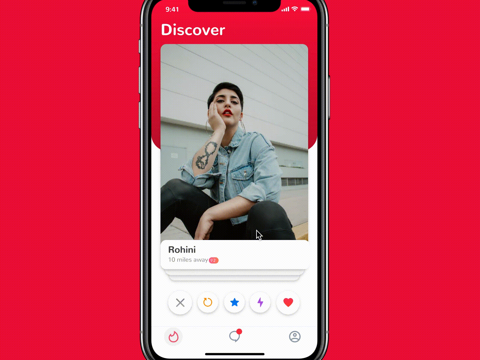 Dating App Concept with Interaction animation app ui datingapp design figmadesign interaction microinteraction prototype tinder