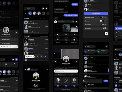 Social Concept Application (Dark) app application behance chat concept contact dark app dark mode dark ui design message platform sketch social social app social media theme ui