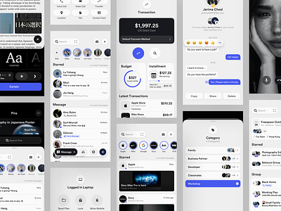 Social Concept Application (Light) app application behance chat concept design font layout message message app pins platform sketch social transfer type ui