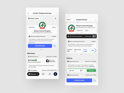 COVID-19 Material Donate Concept Html5 app application behance care concept design donatello hostipal layout material medical medical care platform sketch ui